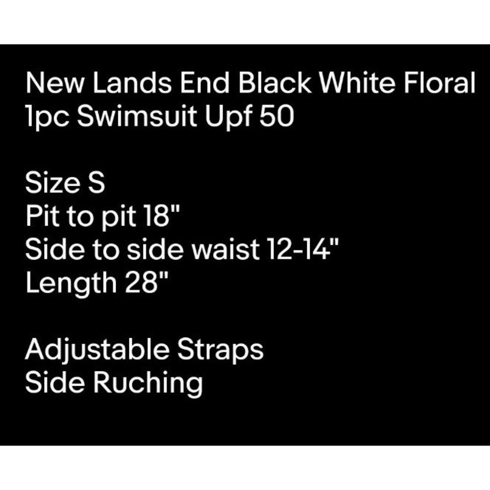 New Lands End Black White Floral 1pc Swimsuit Upf 50 Sz S - Picture 10 of 10